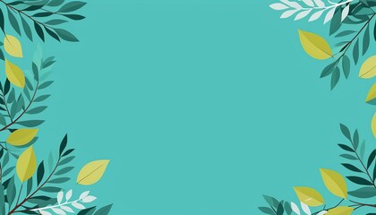 Abstract Vector Illustration of Light Blue, Green Backdrop with Branches