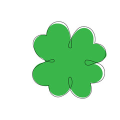 Clover celtic lucky symbol continuous line art traditional decorative leaf isolated on white. Patrick day holiday.