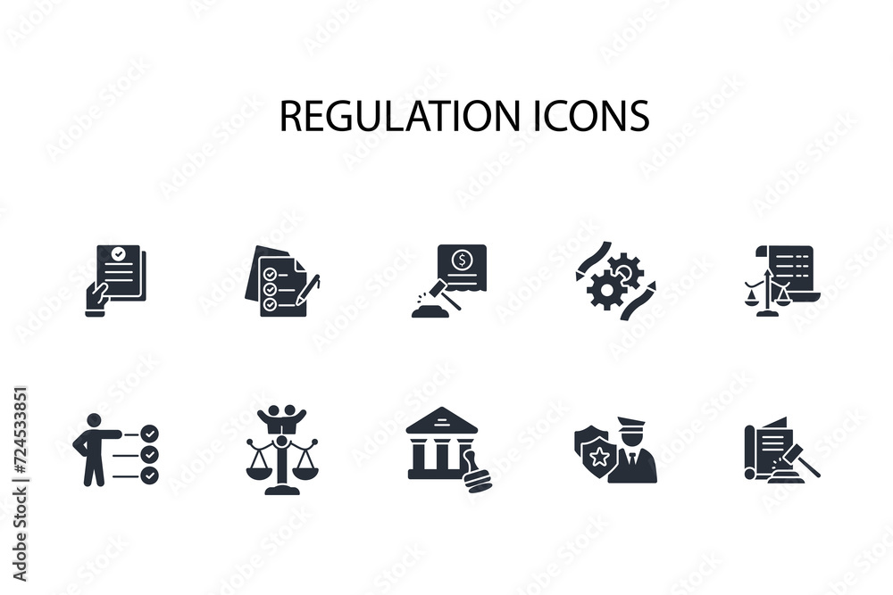 Poster regulation icon set.vector.editable stroke.linear style sign for use web design,logo.symbol illustra