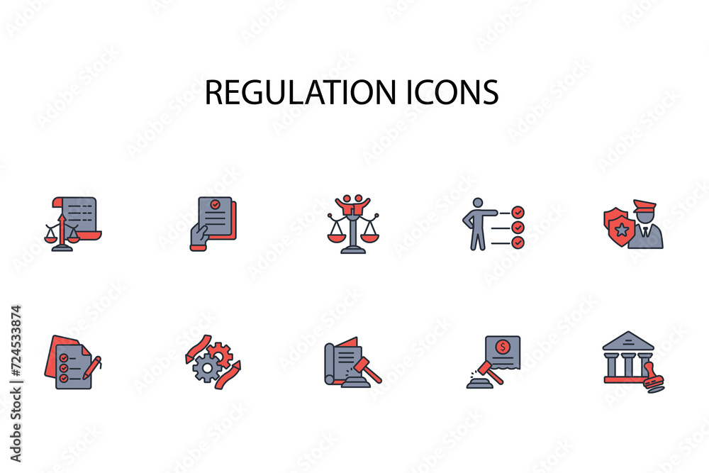 Poster regulation icon set.vector.editable stroke.linear style sign for use web design,logo.symbol illustra