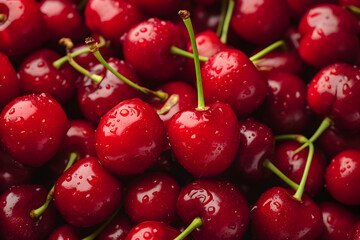 Food texture background - background filled with cherries