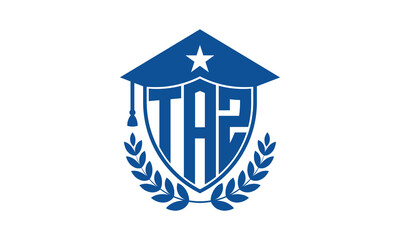TAZ three letter iconic academic logo design vector template. monogram, abstract, school, college, university, graduation cap symbol logo, shield, model, institute, educational, coaching canter, tech