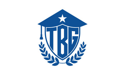 TBG three letter iconic academic logo design vector template. monogram, abstract, school, college, university, graduation cap symbol logo, shield, model, institute, educational, coaching canter, tech