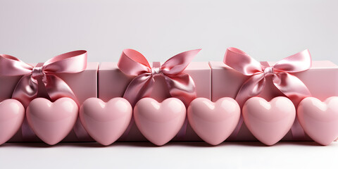 Pink gift boxes with heart shaped ornaments