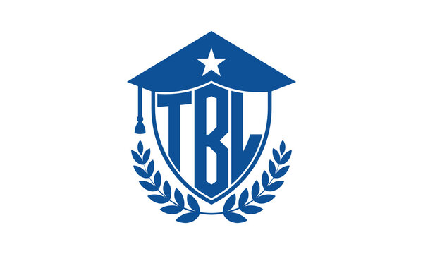 TBL three letter iconic academic logo design vector template. monogram, abstract, school, college, university, graduation cap symbol logo, shield, model, institute, educational, coaching canter, tech