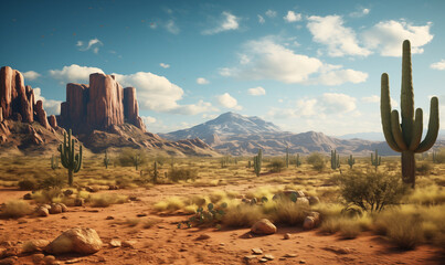 Arizona desert landscape background, arid dry land, generative ai