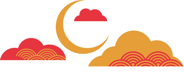 Golden moon with cloud element vector