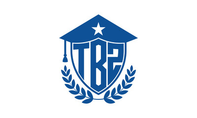 TBZ three letter iconic academic logo design vector template. monogram, abstract, school, college, university, graduation cap symbol logo, shield, model, institute, educational, coaching canter, tech