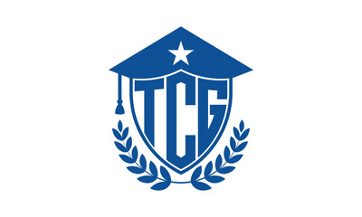 TCG three letter iconic academic logo design vector template. monogram, abstract, school, college, university, graduation cap symbol logo, shield, model, institute, educational, coaching canter, tech