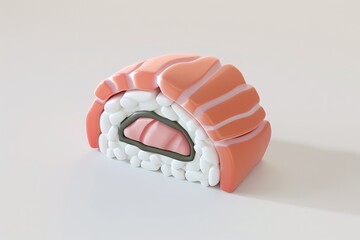 miniature sushi model 3D on white background