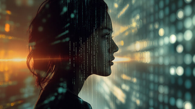 Cyberkriminalit&auml;t klaut Identit&auml;t mit Angriff im Internet mit unscharfem Hintergrund mit Zahlencodes Quellcode und Laptop mit Schloss Symbol Generative AI