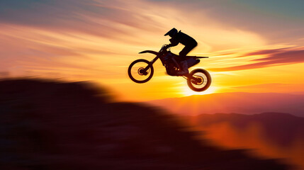 Obraz na płótnie Canvas Blurred silhouette of motocross rider