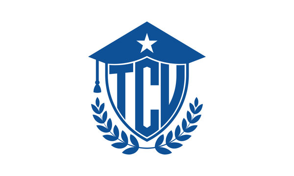 TCU three letter iconic academic logo design vector template. monogram, abstract, school, college, university, graduation cap symbol logo, shield, model, institute, educational, coaching canter, tech