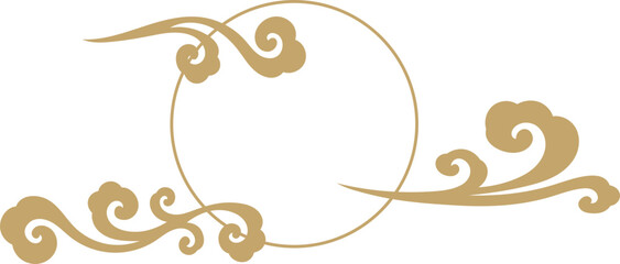 Golden moon with wind element vector