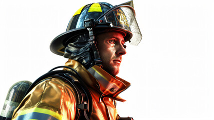 A stunning 3D rendering of a courageous firefighter, showcasing their bravery and dedication. The intricate details and realistic textures make this image perfect for any project in need of