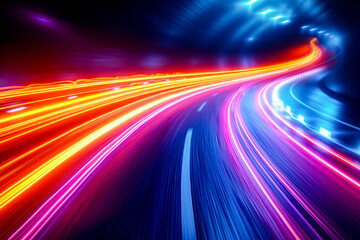 Fototapeta na wymiar Abstract Light Trails in Long Exposure Photography.