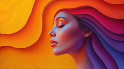 Fototapeta na wymiar multicolored abstract portrait, headshot poster cover design illustration, conceptual digital art