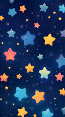 Hand drawn cartoon beautiful stars in the night sky illustration background
