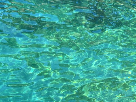 Water surface glittering blue green watercolor.