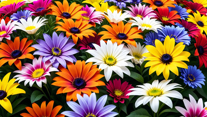 Fototapeta premium colorful flowers as a panoramic background