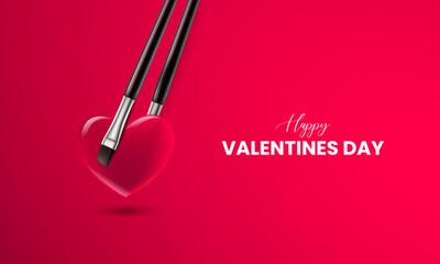Happy Valentine day. Creative valentine day ads. Creative Design for banner, poster, 3D illustration.