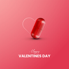 Happy Valentine day. Creative valentine day ads. Creative Design for banner, poster, 3D illustration.