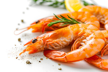 Close-up Tasty Prepared Shrimp on white background