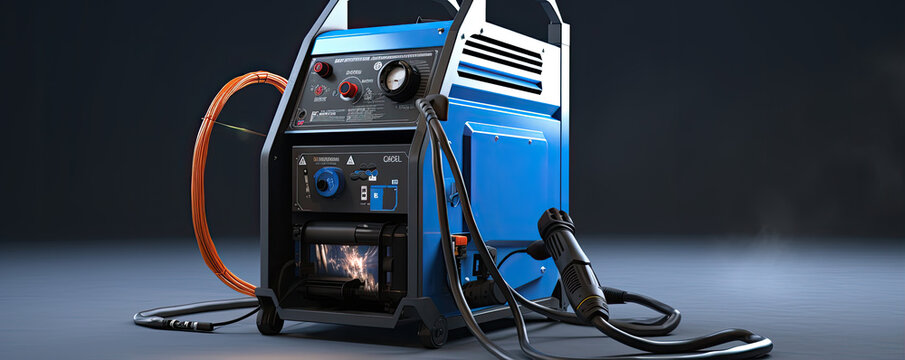 welding machine on black background.