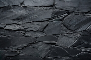 Beautiful Black Slate Background Stone Texture - Generative AI