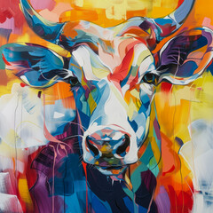 Animal art abstract with vibrant colors and dynamic strokes.