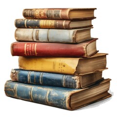 Books On Table On White Background, Illustrations Images