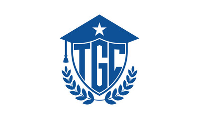 TGC three letter iconic academic logo design vector template. monogram, abstract, school, college, university, graduation cap symbol logo, shield, model, institute, educational, coaching canter, tech