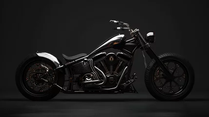 Foto op Plexiglas Dark black metallic chopper motorcycle © khan