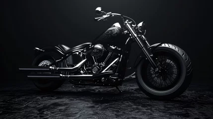 Gordijnen Dark black metallic chopper motorcycle © khan