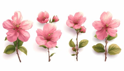 Obraz premium Spring sakura cherry blooming flowers bouquet, Design spring tree illustration