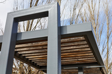 shading structure made of metal and boards for canopy