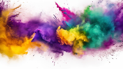  Colored Powder Burst in Purple, Green, and Gold Mardi Gras Color Explosion