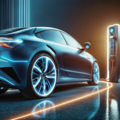 Fototapeta na wymiar Modern electric car charging