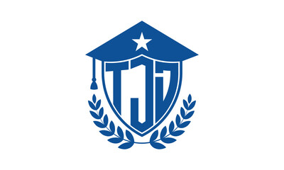 TJD three letter iconic academic logo design vector template. monogram, abstract, school, college, university, graduation cap symbol logo, shield, model, institute, educational, coaching canter, tech