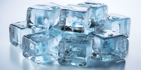 Ice cubes on water