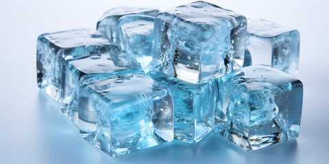 Ice cubes on water