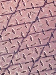 Steel background, dark red steel walkway