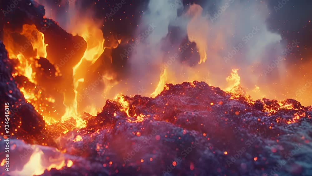 Poster flames dance across a snowcovered landscape creating a captivating display of the interplay between 