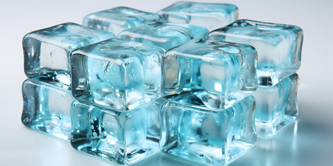 Ice cubes on water