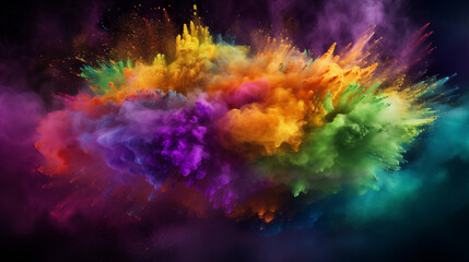  Colored Powder Burst in Purple, Green, and Gold Mardi Gras Color Explosion