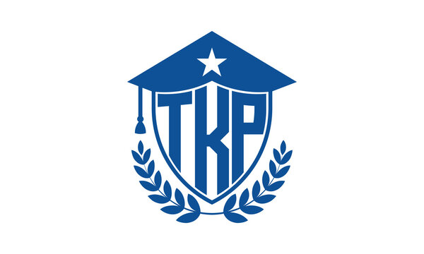 TKP three letter iconic academic logo design vector template. monogram, abstract, school, college, university, graduation cap symbol logo, shield, model, institute, educational, coaching canter, tech