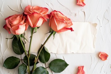 three roses white paper message