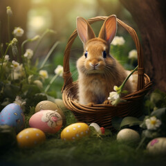 easter bunny with eggs