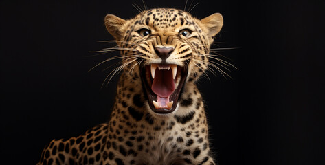 portrait of a jaguar, leopard in the dark, portrait of a leopard, leopard on black