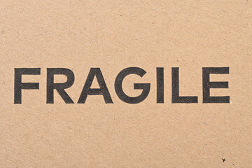 packaging cardboard with fragile inscription